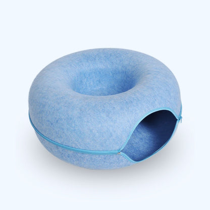 PetzyPlaza™ 2-in-1 Donut Tunnel Bed for Cats