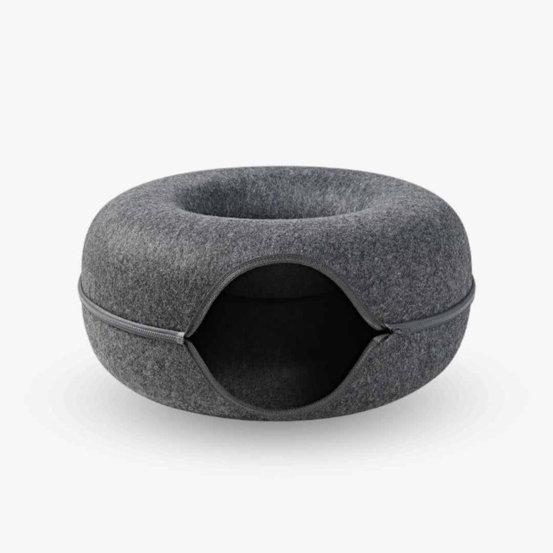 PetzyPlaza™ 2-in-1 Donut Tunnel Bed for Cats