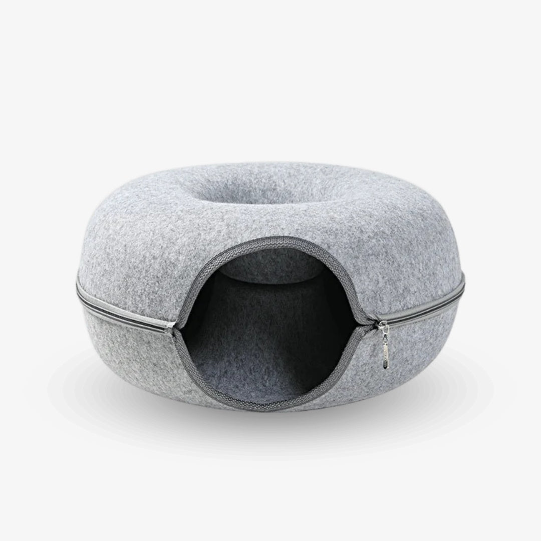 PetzyPlaza™ 2-in-1 Donut Tunnel Bed for Cats