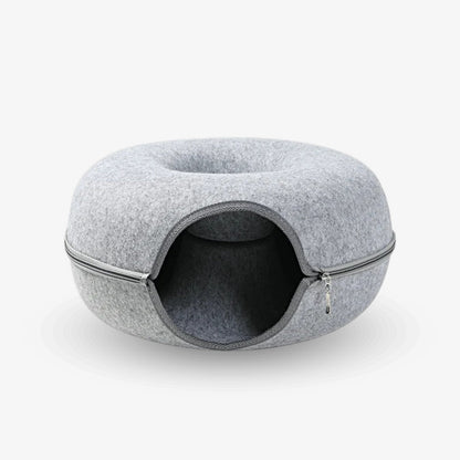 PetzyPlaza™ 2-in-1 Donut Tunnel Bed for Cats